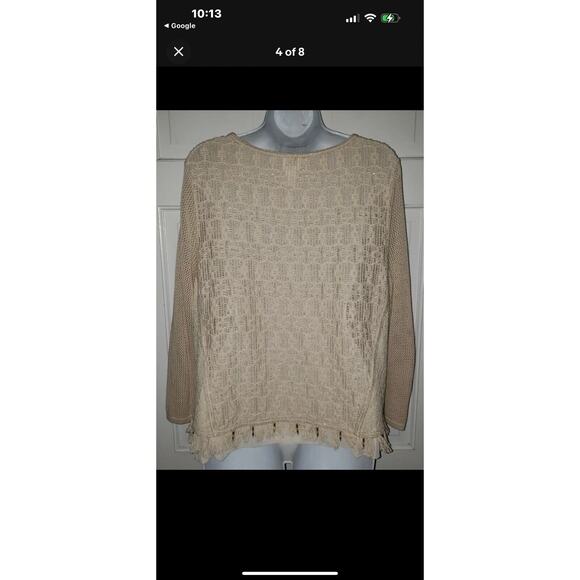 CHICOS Shirt Ivory tassel Fringe Beaded Layered look Woven Tunic Top 4 XXL 1x - Picture 10 of 10